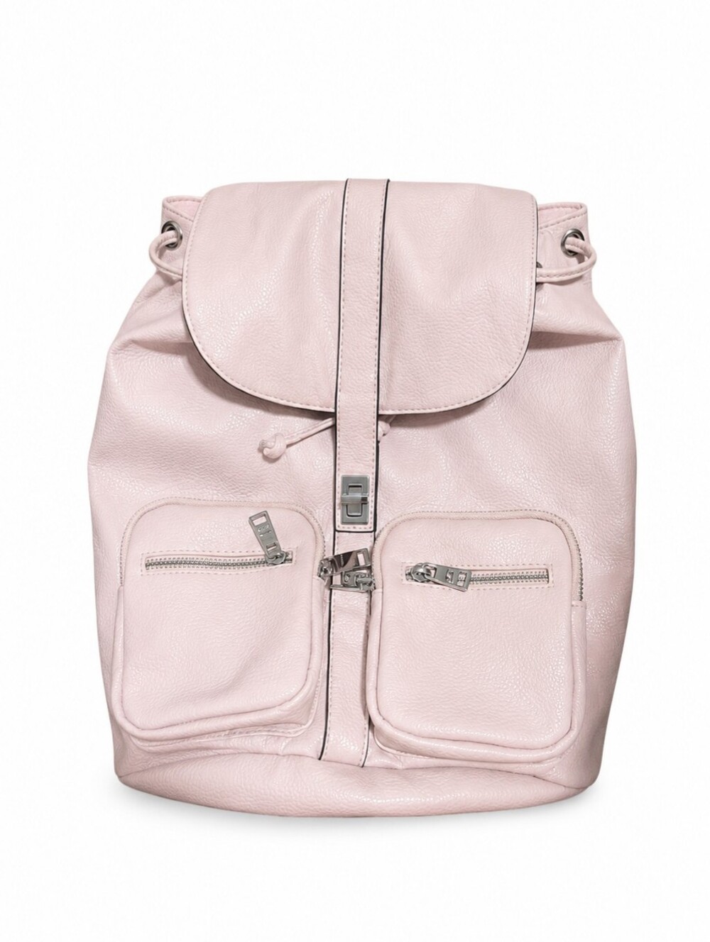 Steve Madden Pink Pebbled Backpack Purse Faux Leather Chain Detail